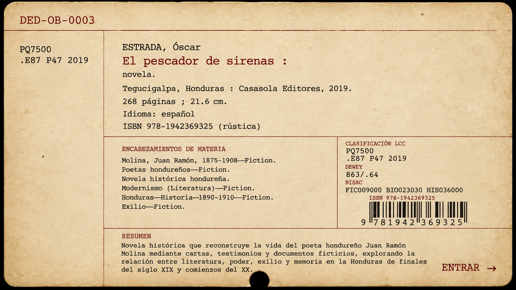 Ficha bibliográfica de El pescador de sirenas
