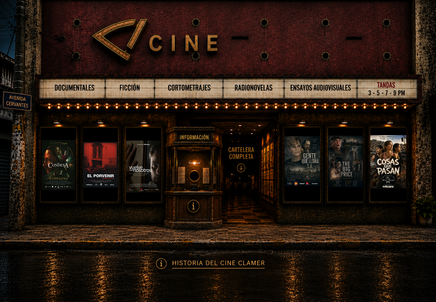 Fachada de Cine, homenaje visual al antiguo Cine Clámer de Tegucigalpa