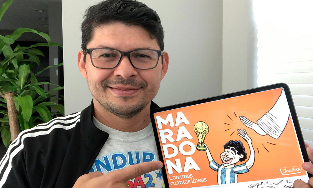 Ilustración principal de ‘Maradona, con unas cuantas líneas’: 120 caricaturas del mejor 10